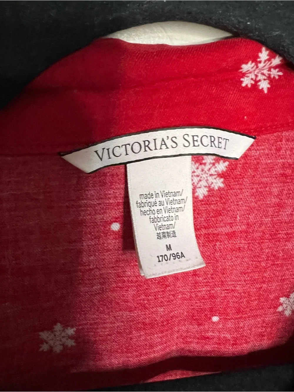 Victoria’s Secret Lipstick Red White Snowflake Short Sleeve Flannel Pajama Set
